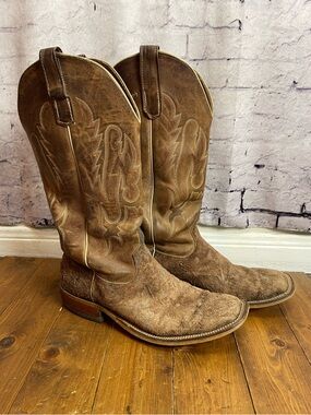 Anderson Bean brown leather square toe cowboy boots